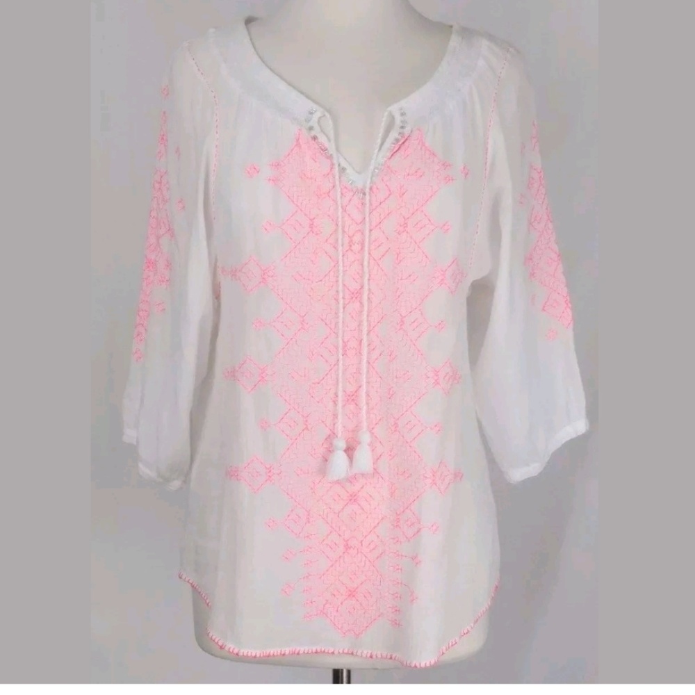 Anthropologie Maeve Neon Stitched Peasant Size 4